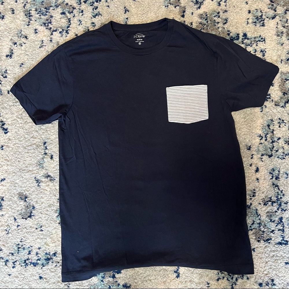 Jcrew Slim Fit Navy Striped Pocket Tshirt Mens M